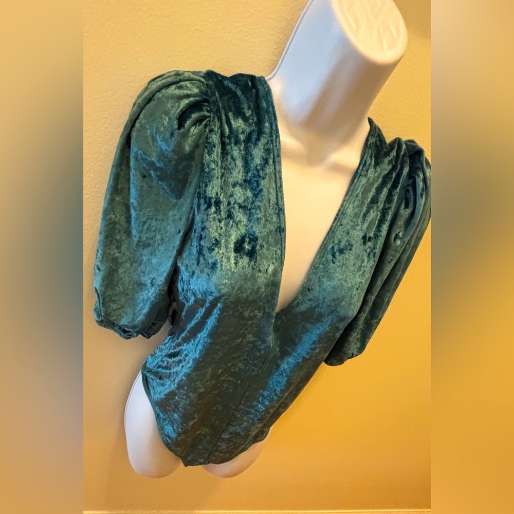 New, Free People, Deep Teal, Intimately Free, Velvet Bodysuit Top, Small